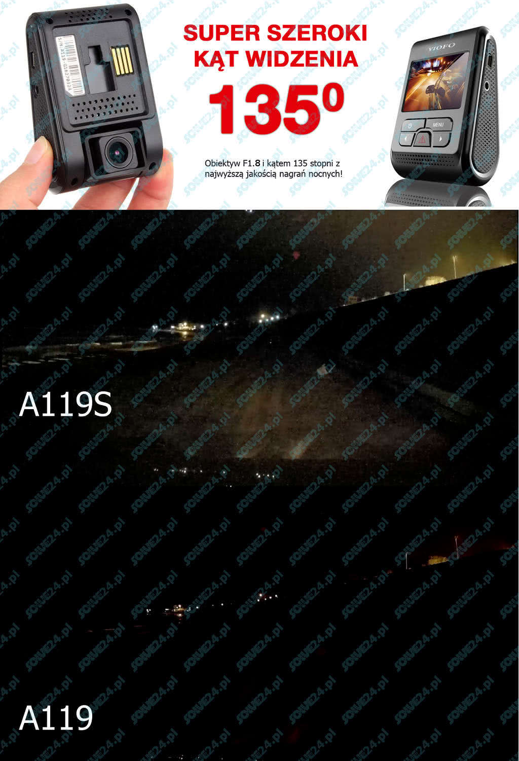 jak kamera VViofo A119S-G V2 widzi nocą?